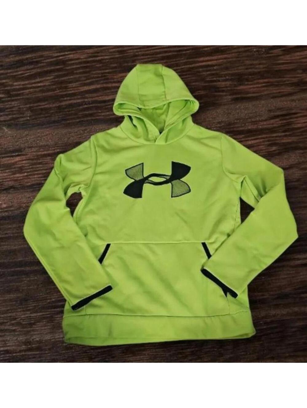 Designer boys large clothes under armour lime green bright yellow hoodie